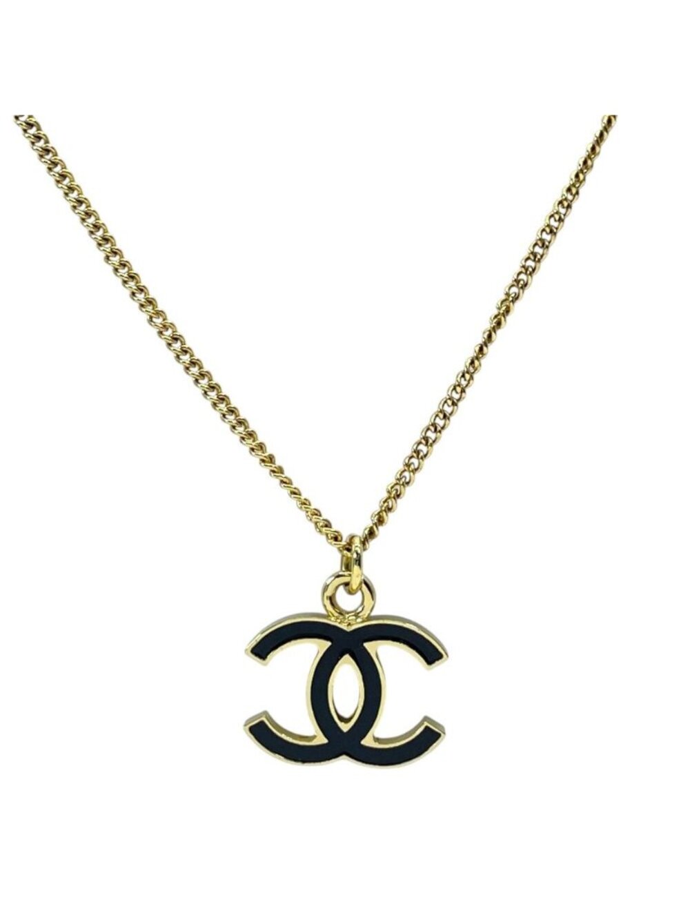 Chanel CC Logo Pendant 04A Gold Plated Black